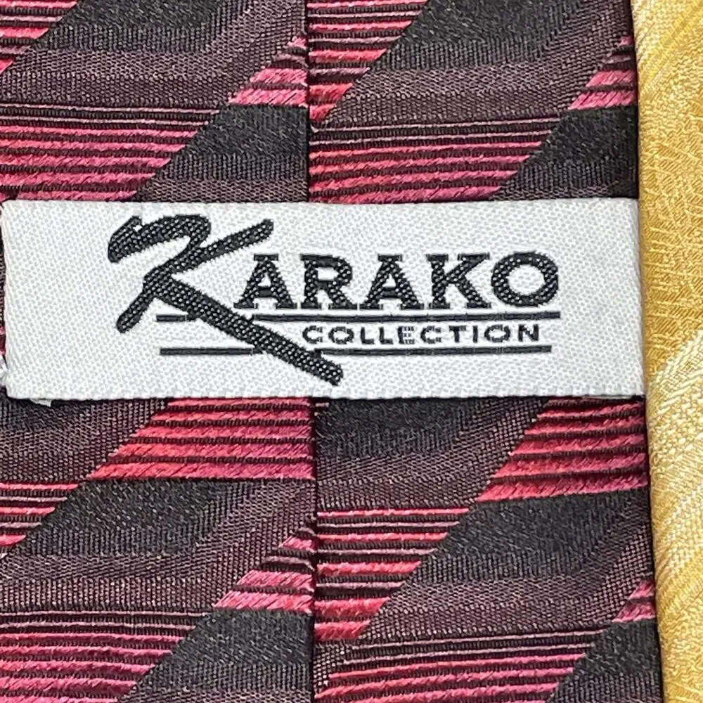 Karako Mens Silk Necktie 7pc Extra Long 62 Inch Wide Geometric Striped Assorted